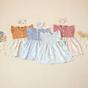 Dress bayi Azalea bahan katun elora crinkle bonus bando 0-18 bulan