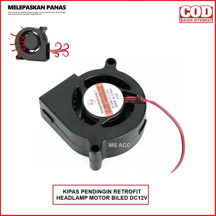 BARANG BARU Kipas Biled Headlamp Motor DC12V Pendingin Blower Exhaust Fan Retrofit 3