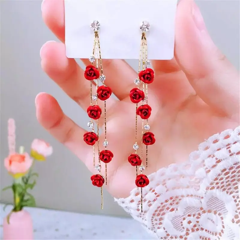 Anting Tindik Korean Fashion Luxury Long Tassel Drop Earrings For Women Trendy Luxury Jewelry Accessories 1