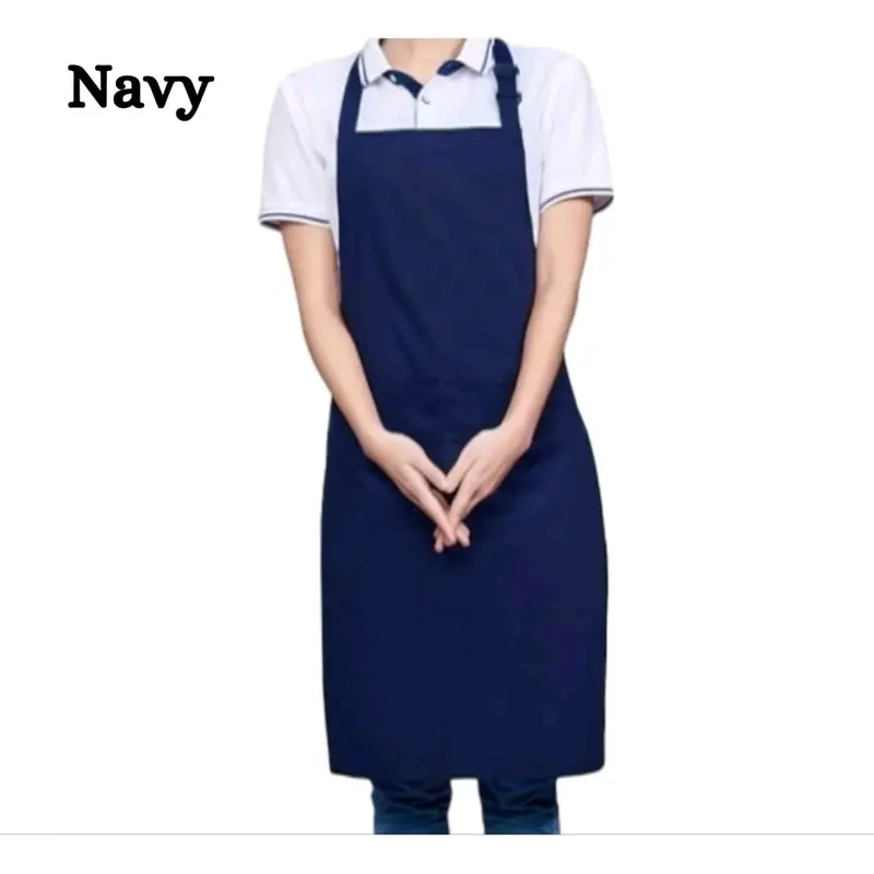 Celemek style polos hitam Unisex Apron masak dapur cocok untuk With Pocket Black 7