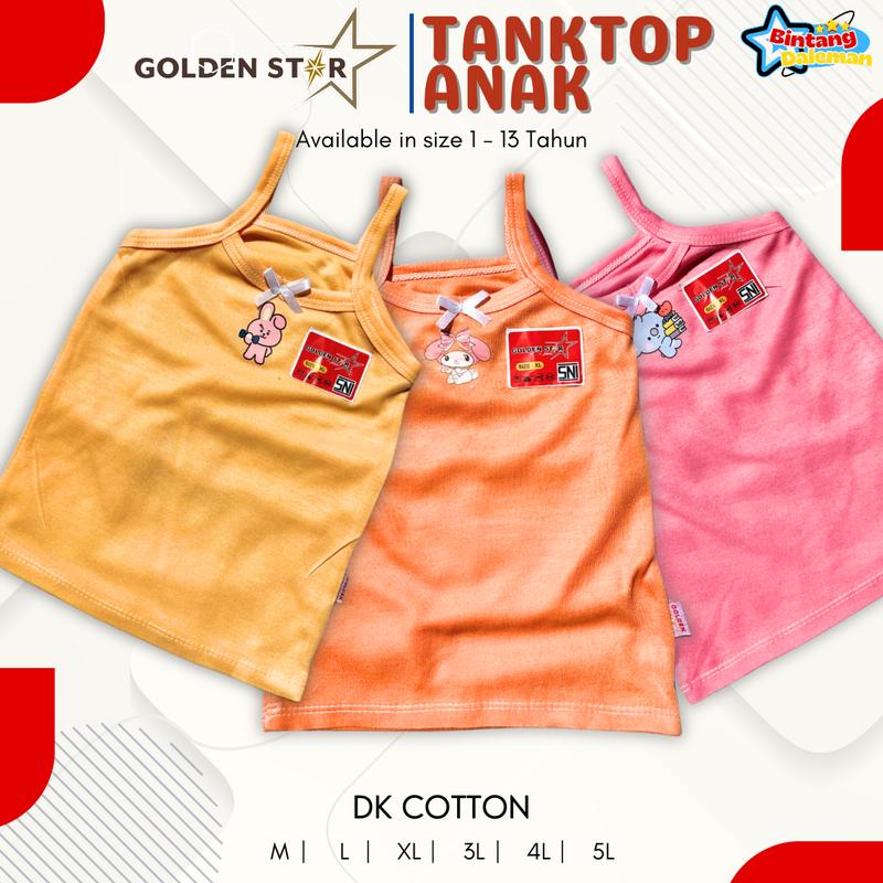 Product Introduction of 6 pcs singlet kaos dalem anak perempuan karakter labubu bt21, kuromi, cinamoror / tanktop anak lusinan golden Star / tengtop anak perempuan dalaman kaos dalam 3