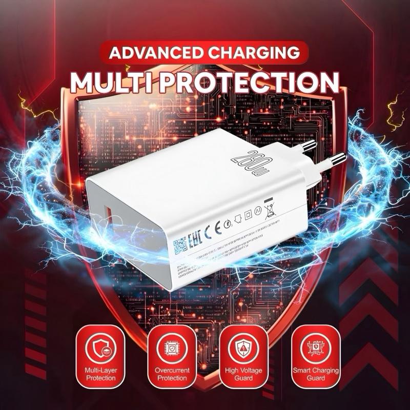 Charger Fast Charging 280W For Android USB Type C Micro Set Adaptor Kabel Quick Charge