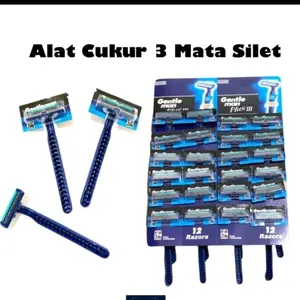Alat Cukur Kumis Jenggot HARGA PER PC - Pisau Cukuran 3 Mata silet Biru Pria Wanita