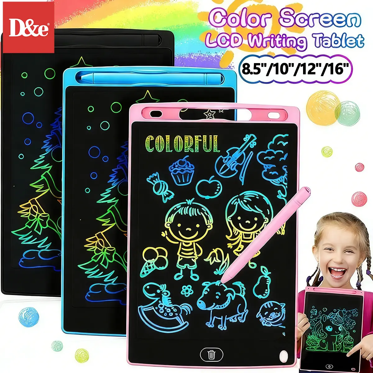 【Beli】Papan Tulis Anak LED 12 Inch Berwarna dengan Stylus Pen – LCD Writing Tablet untuk Belajar Anak