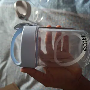 【Celyhome eatkit 】【COD】Eatkit Gelas Kaca Oatmeal 350ml Dengan Tutup Anti Tumpah Free Sendok Stainless Glass Tumbler Wadah Biru Kuning Tempat Oatmeal Portable Gelas Kaca Oat Glass Mug Salad