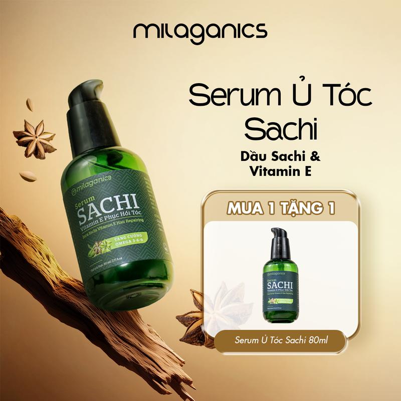   MUA 1 TẶNG 1  Serum Sachi Dưỡng Tóc Vitamin E MILAGANICS  - Dầu Dưỡng Tóc Hỗ Trợ Phục Hồi Tóc Giữ Nếp Dưỡng Tóc Mềm Mượt Chăm Sóc Tóc Hư Tổn Khô Xơ - Tinh Chất Dưỡng Tóc Uốn Nhuộm - Dầu Dưỡng Sấy Tóc Nữ Women Argan EHERB 