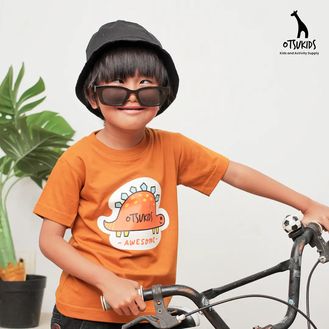 Otsukids Kaos Anak Mustard Turtle - Baju anak distro Ready Stock - Baju Kaos Anak TOODLER Laki Laki & Perempuan Umur 0 Bulan - 8 Tahun Bahan Cotton Knitto Combed 30s - Kaos Anak Kids & Junior kekinian