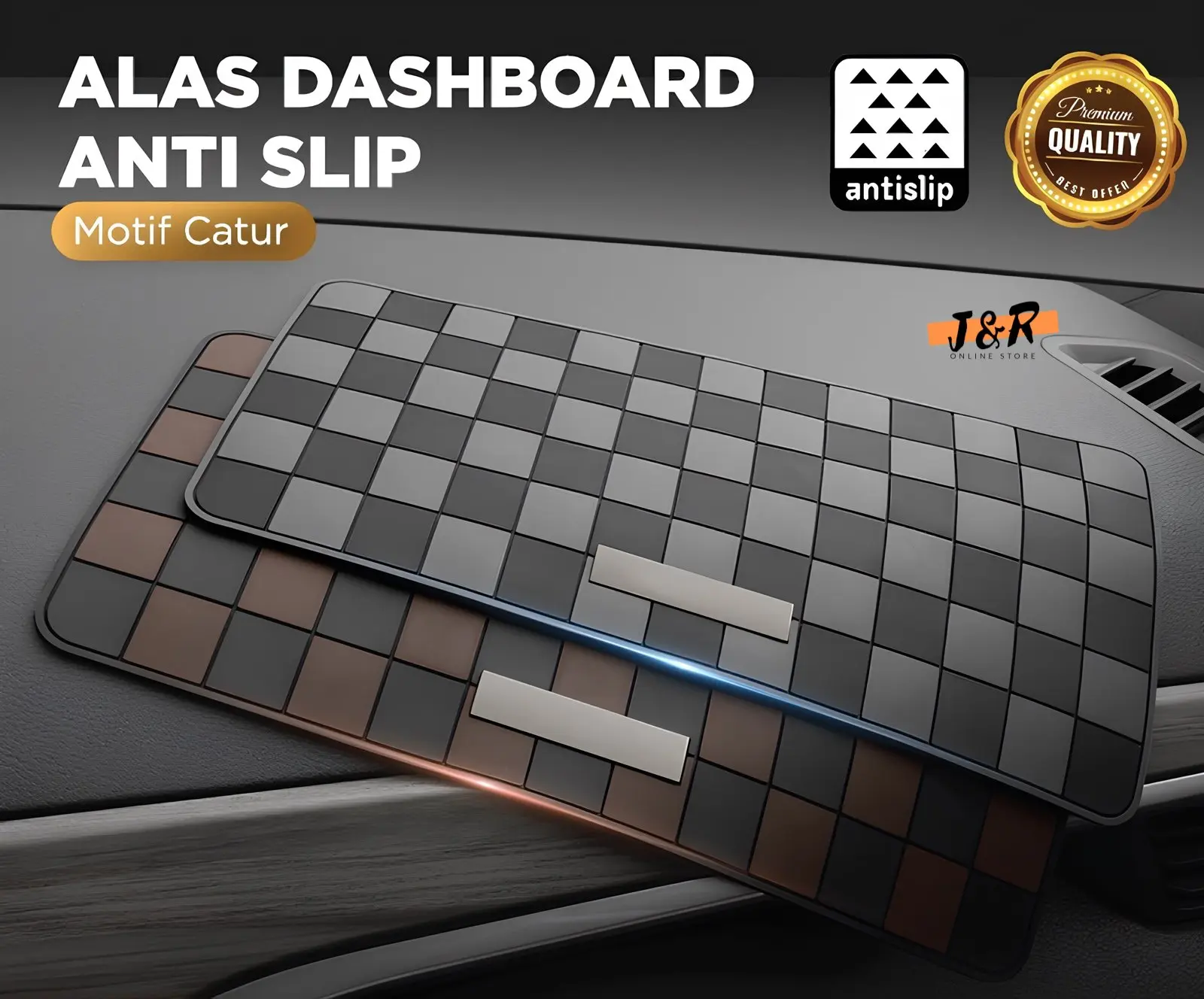 Sticky Pad Mobil Anti Slip Motif Catur / Tatakan Alas Barang Dashboard Mobil Motif Catur Anti Slip Aksesoris Car