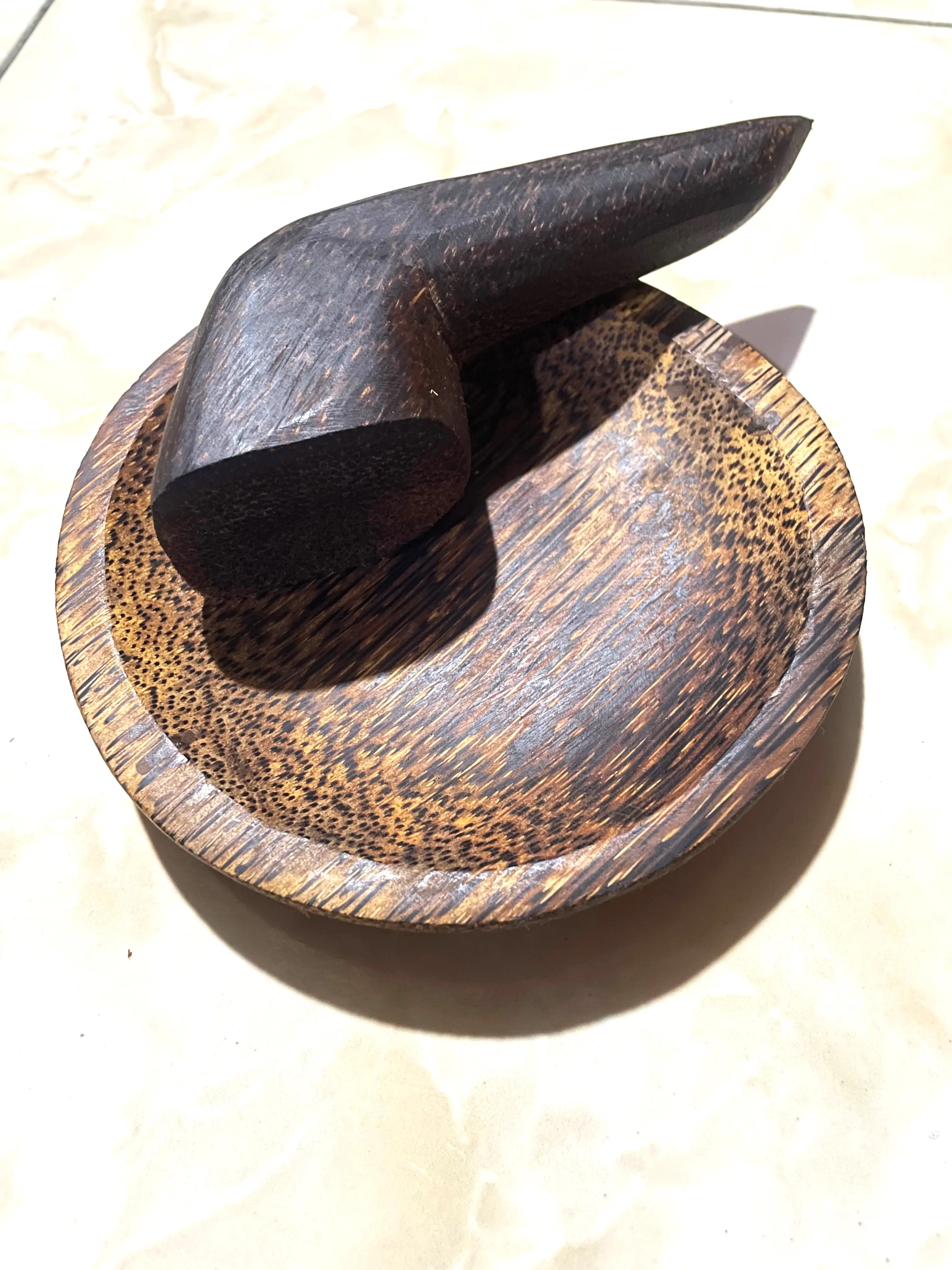 cobek ulek bulat kayu aren diameter 15 cm cobek ulekan kayu aren