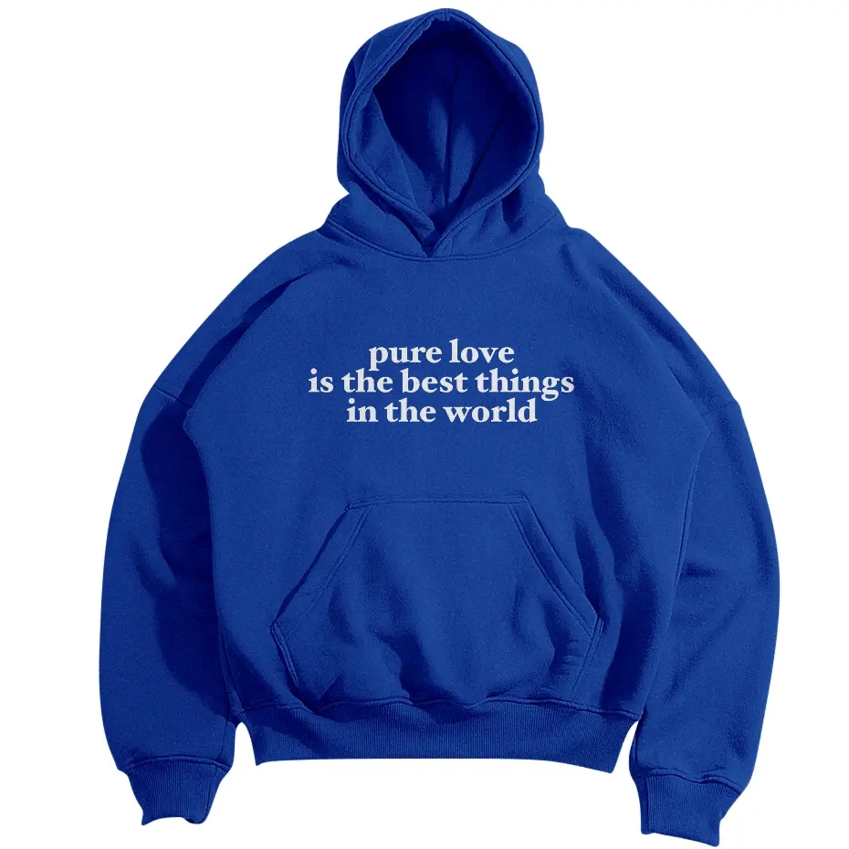 Hoodie Udloff Boxy Blue Pure Love Oversized Unisex/ HoodieBoxy Pria Dan Wanita/ Hoodie Boxy Premium by Hnnna Store