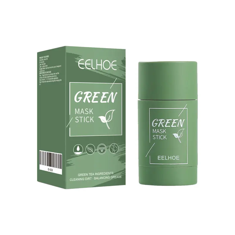 EELHOE Green Tea Solid Mask Deep Cleansing Hydrating Moisturizing Clay Mask Facial Skin Care Peel Face Mud Mask Stick 0