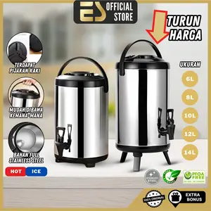 [Promo Spesial] Dispenser Termos Air Stainless 304 Double Wall Double Lock Tidak Mudah Tumpah Untuk Panas Dingin Kopi Teh Jus Buah Milk Tea Bucket 6, 8, 10, 12, 14 Liter Kitchenware