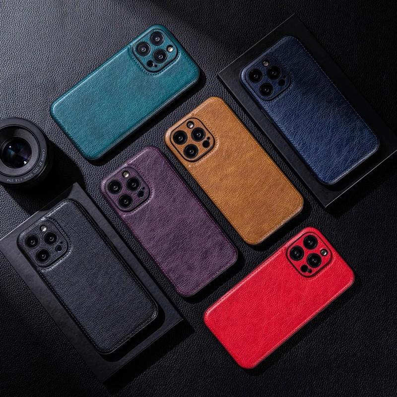 Ốp Điện Thoại da hạt vân nổi phù hợp cho các dòng IPhone 11 17 16 15 14 13 12 Pro Max 16Plus doanh nhân X XS XR XSMAX 7 8 Plus nam nữ bảo vệ toàn thân điện thoại thông minh Phụ kiện Bao Bảo Vệ