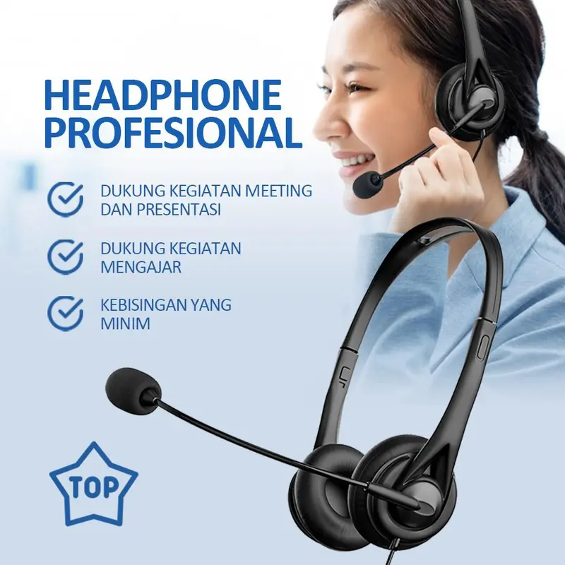 Bonkyo Headphone stereo dengan mikrofon dan single jack 3.5mm Cocok untuk pembelajaran di kantor Bass Headset Subwoofer Earphone Handsfree Bluetooth 0