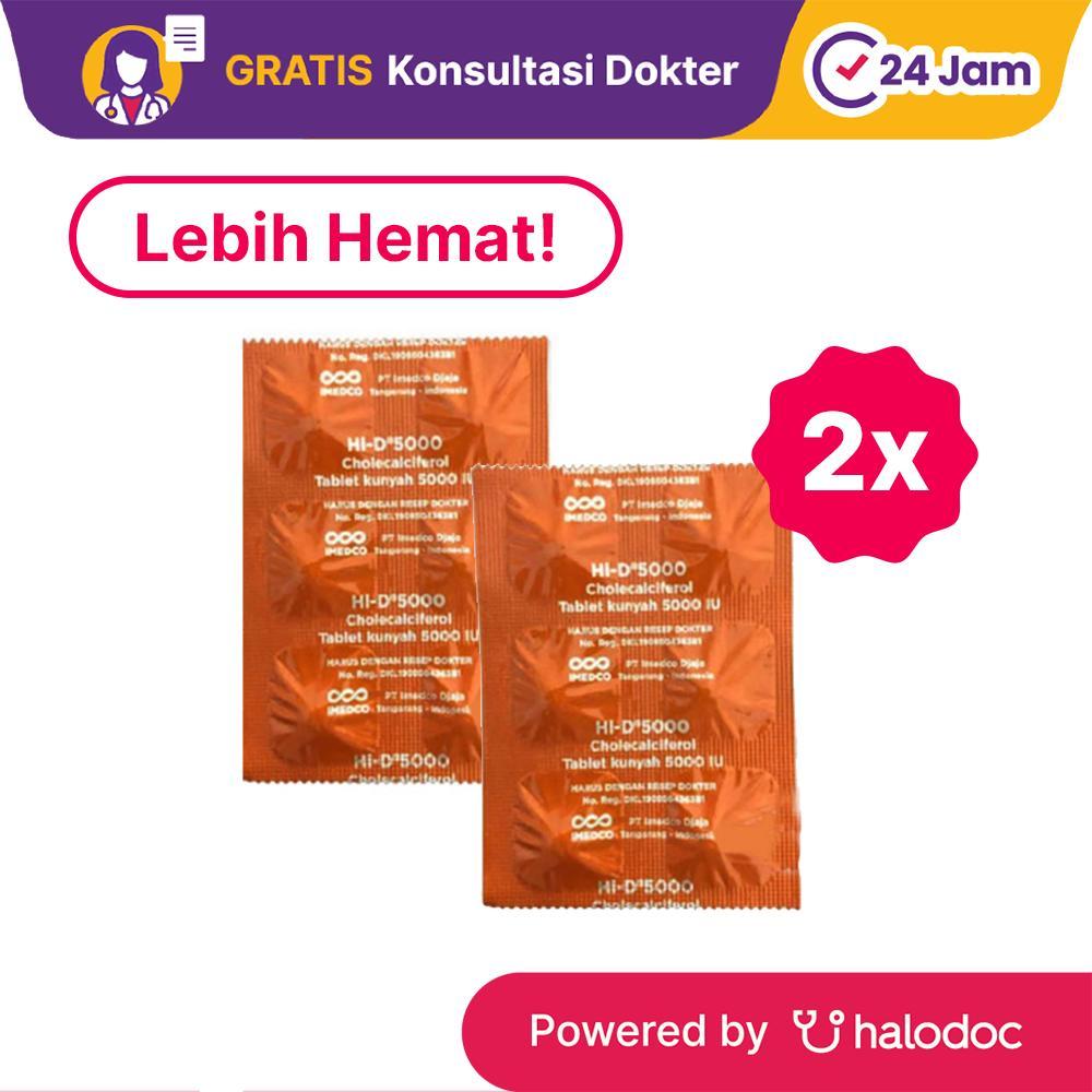 Hi-D 5000 Vitamin D3 2 Strip (6 Tablet Kunyah/Strip) - Hemat Borongan