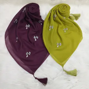Hijab Segi Empat Cequete Paris Tasel bordir Pita