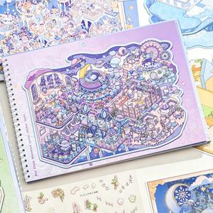 Paper Trace 超大判ミニチュアシーンシールブック 7.0、詳細なマイクロシーン、コレクター向け・クリエイター向け、高品質素材
