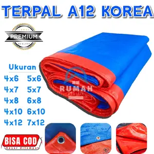 TERPAL PLASTIK LEMBARAN A12 KOREA+UV ORIGINAL TAHAN AIR TEBAL DAN KUAT UKURAN 4x6 4x7 4x8 4x9 4x10 4x12 5x5 5x6 5x7 5x8 5x9 5x10 5x12 6x6 6x7 6x8 6x9 6x10 6x12 7x7 7x8 7x9 7x10 7x12 METER TENDA TEROB TUTUP MOBOL PICKUP Camping Outdoor Hujan Mobil Tali