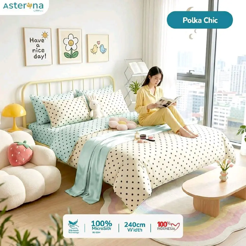 BEDCOVER SET KATUN PREMIUM KING | QUEEN | SINGLE MOTIF polkadot chic
