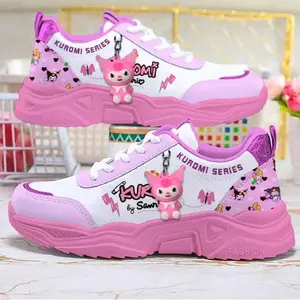 sepatu karakter kurami02 anak perempuan terbaru Fashion sepatu kuromi02 ujung bundar w/red trainer hak datar ( 1 cm atau kurang)sol karet