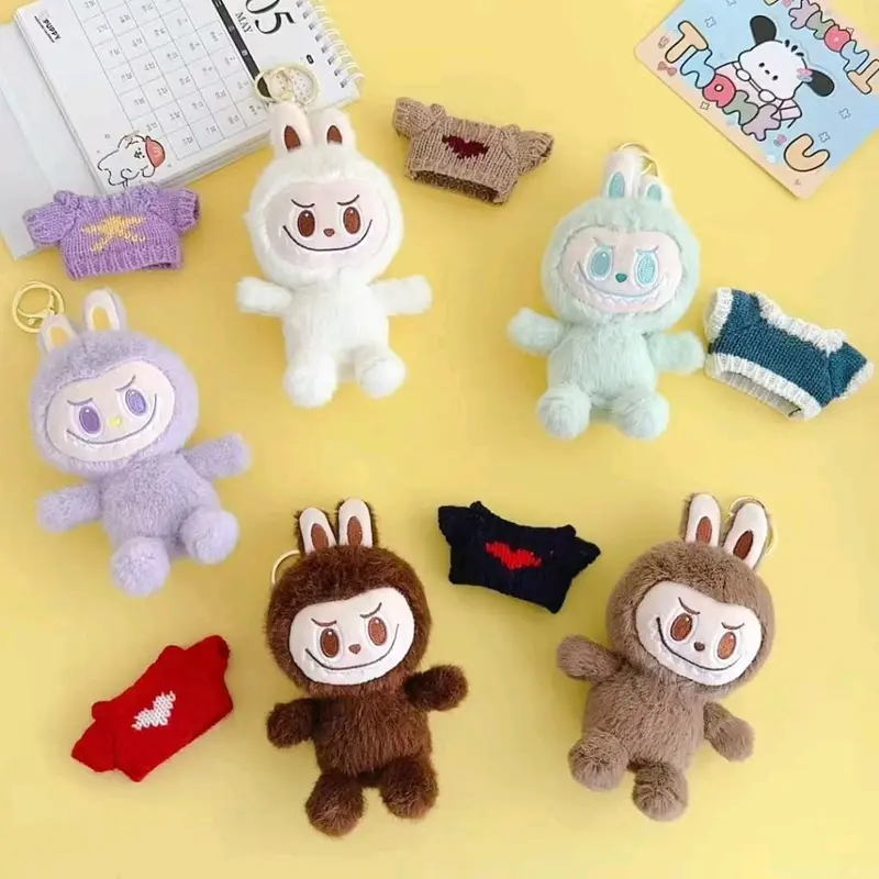 KEYCHAIN GANTUNGAN KUNCI / TAS LABUBU FULL BODY BAJU RAJUT BISA LEPAS PASANG 3
