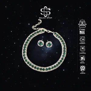 (SPECIAL ALMA) Set Aksesoris Cristal Elegan || Anting dan Kalung Sparkling Zircon Crystal | Perhiasan Tembaga Alloy Korean Style Kekinian | Permata Berkilau Multiwarna Mewah dan Modis AAKB0049