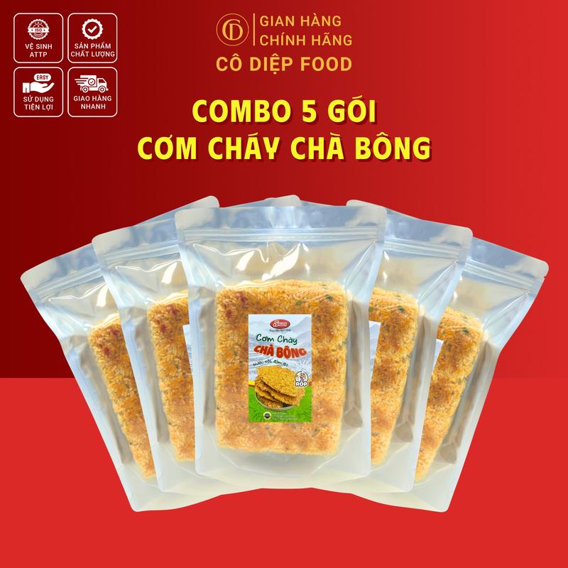   Kèm Túi Xách  Combo 5 Gói Cơm Cháy Chà Bông Gạo ST25 Loại 1 Kèm Túi Biếu Tặng Sang Chảnh  Cô Diệp Food  Ăn Vặt Snack 