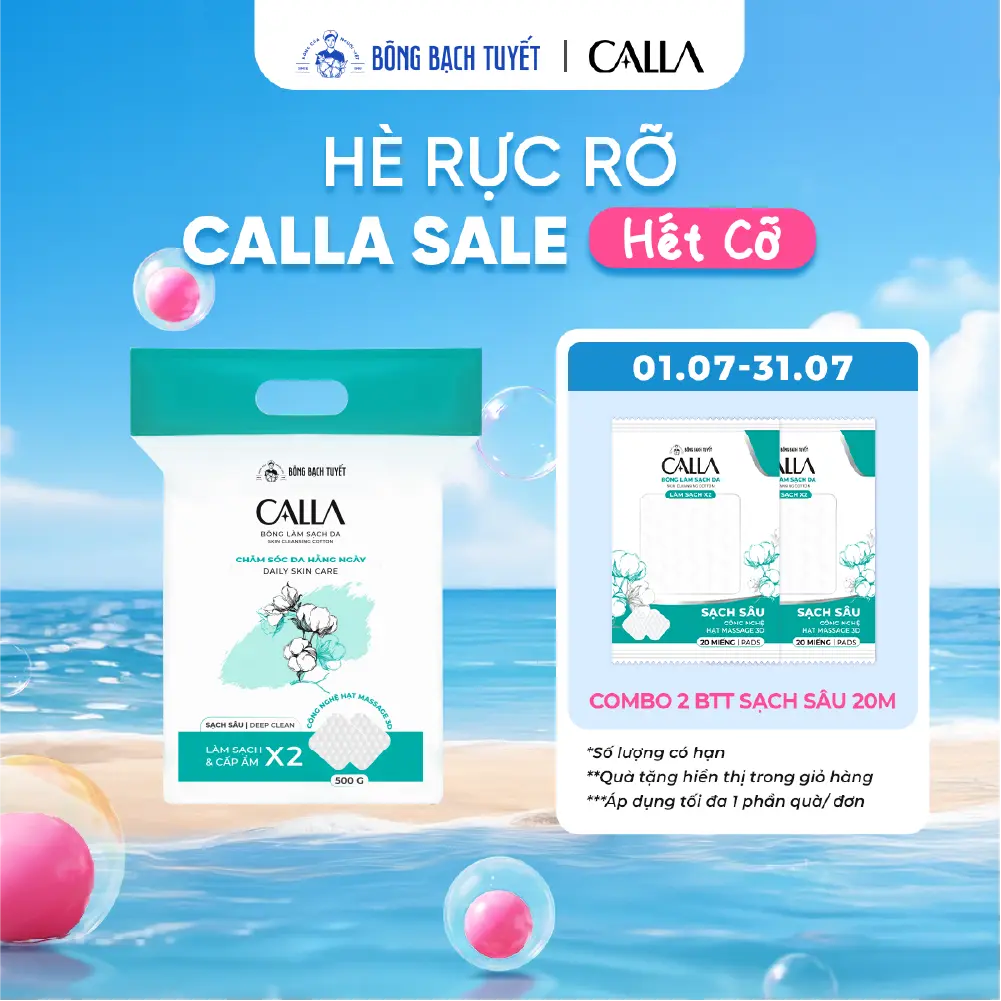 [Tặng Thêm 40 Miếng] Bông Tẩy Trang Bông Bạch Tuyết Calla Sạch Sâu Công Nghệ Hạt Massage 3D 500g (600 Miếng/Túi)