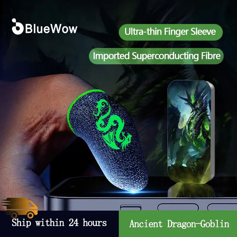 Bao ngón tay chơi game chống thấm mồ hôi, sợi bạc, phong cách Màu Xanh và Xanh da trời , Dragon God / Dragon Knight, mới, tháng 5 năm