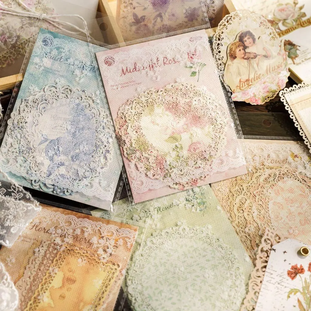 【MAPLESOL】Kertas Dekorasi LACE Jurnal Motif Renda Writable Paper Deco Paper Scrapbooking / Paper Doilies l Dollies / kertas Renda / Kertas laces /DIY Deco Sticker Stiker Bujo / scrapbook / journal junk / Jurnal / Buku Diary / sticker Retro