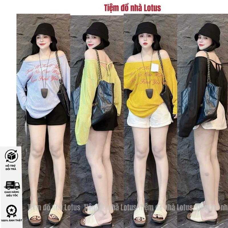 Video SP - Áo thun giấy cổ tròn tay dài in chữ BASSIC mới Tiệm đồ nhà Lotus