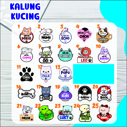 kalung kucing lonceng liontin akrilik free request nama 2