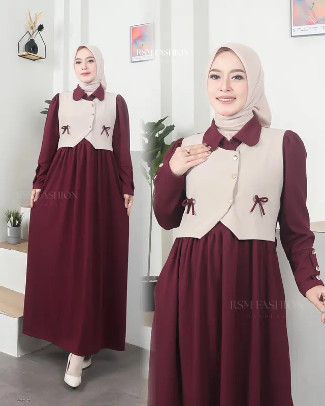 Azura Dress Knit Gamis Knit Rompi Gamis Rompi Gamis Cardi Gamis RSM 2