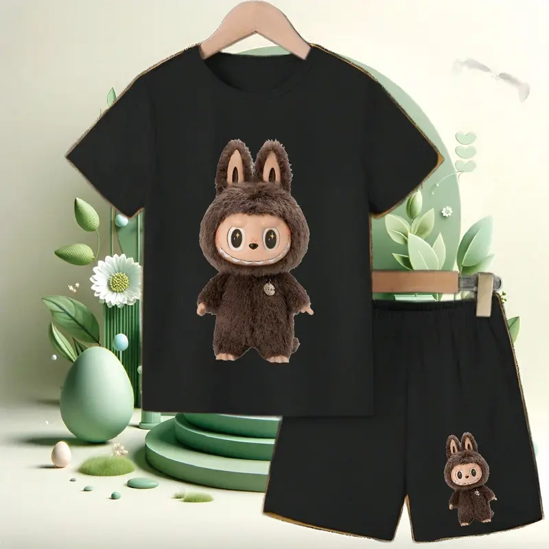baju anak setelan karakter labubu coklat-anak cowok cewek Fashion 1