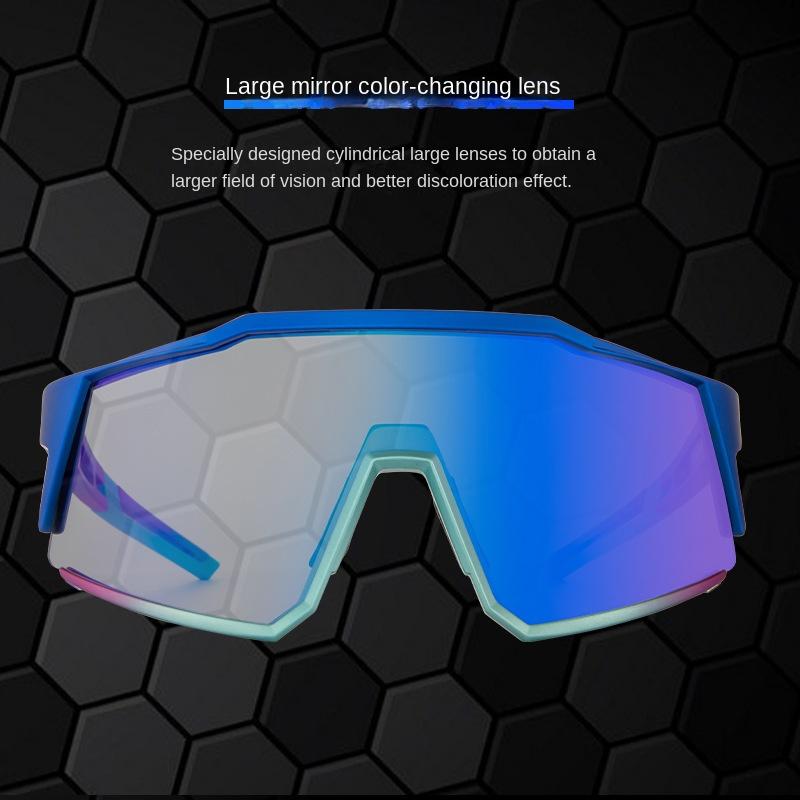 Product Introduction of Kapvoe cycling glasses with color changing red and blue coated lenses, men's and women's mountain road bikes, outdoor sunglasses 5