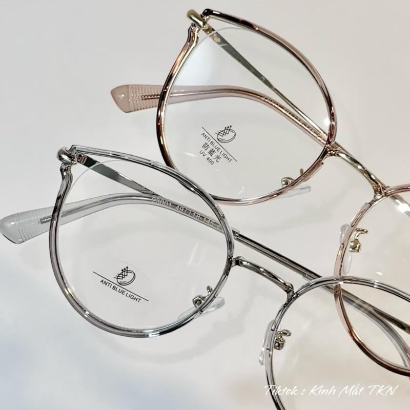 Mã N007 Kính Form Bầu Tròn Tai Mèo Nhựa Mix kim loại - Hợp Mặt NHỎ và VỪA Kèm Hộp + Khăn Lau oval mắt mèo