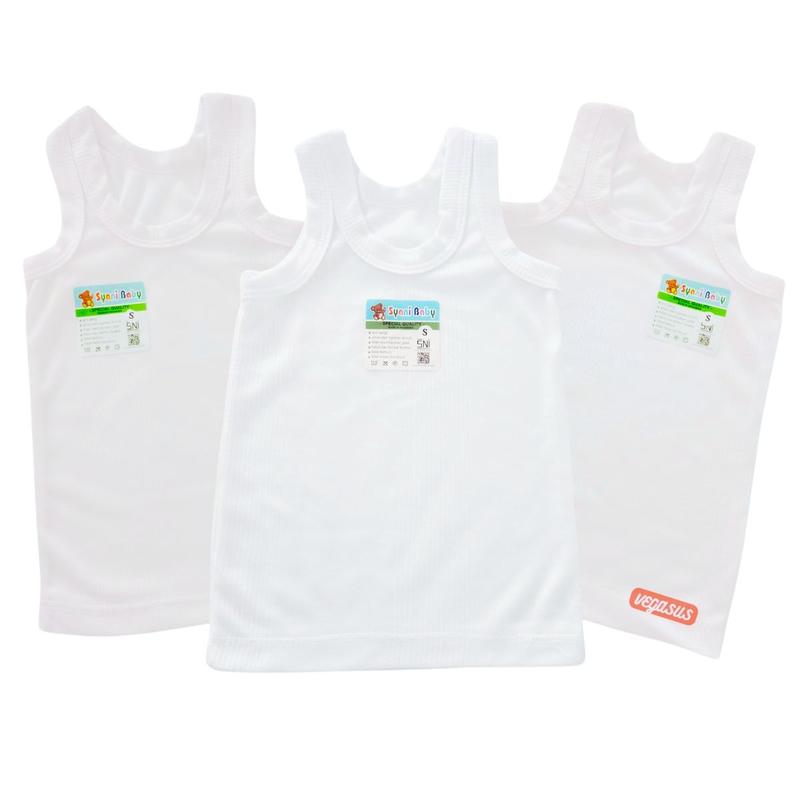 6Pcs Singlet Kaos Dalam Anak Laki Usia 1-15Tahun-Kutang Syani S,M,L,XL,3L,4l,5L,6L Katun Bayi Perempuan Cewek 3