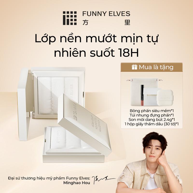 FunnyElves phấn phủ Kim Cương 7g siêu mỏng nhẹ tự nhiên, bám nền, phù hợp với mọi loại da MUA 1 TẶNG 2 Tặng kèm Son môi dạng bút 2.4g+1 hộp giấy thấm dầu (30 tờ) TB