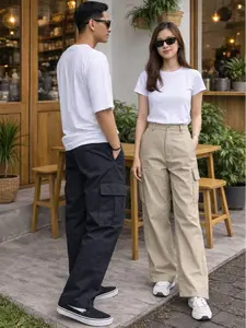 Celana Cargo Unisex HighWaist Wide Leg Kekinian Pinggang Belakang Karet Bahan Katun Premium Nyaman Dipakai Korean Street Style