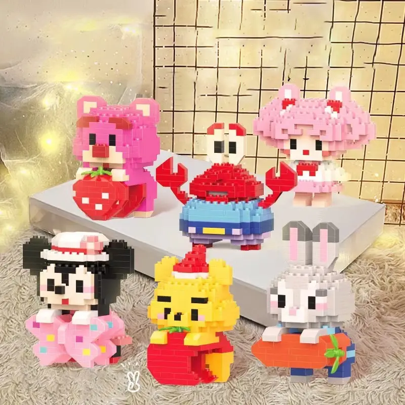 Mainan Anak Balok Building Blocks Plastik Mini Karakter Kartun 0