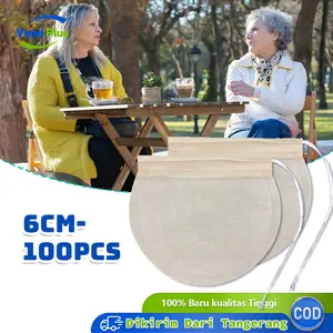 100pcs Teabag Kosong Teh Celup Kosong 6cm Bulat Disposable Empty Tea Bag Filter Kopi Coffee