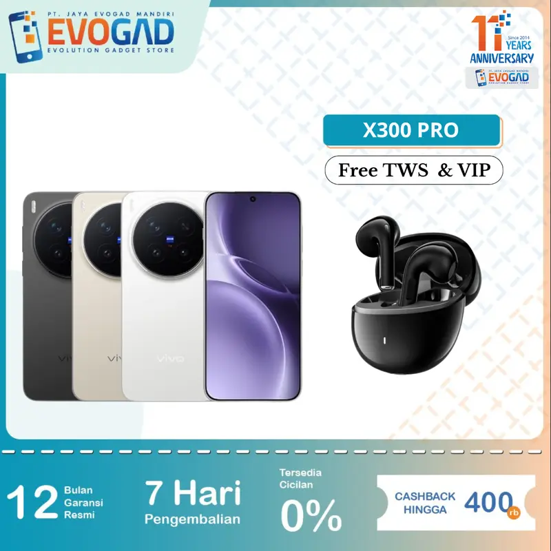 VIVO X300 PRO 5G 16/512GB, Mediatek Dimensity 9500, 6510mAh 90W | Garansi Resmi VIVO Indonesia 1 Tahun