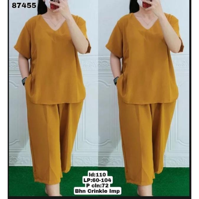 Product Introduction of Setelan Andin Crinkle Terbaru Jumbo Wanita Airflow - Baju Celana Airflow 21