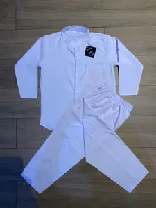 [LANGEN] Setelan Koko Kurta Anak Putih-putih Lengan Panjang dan Pendek Bahan Katun Microsoft Poliester