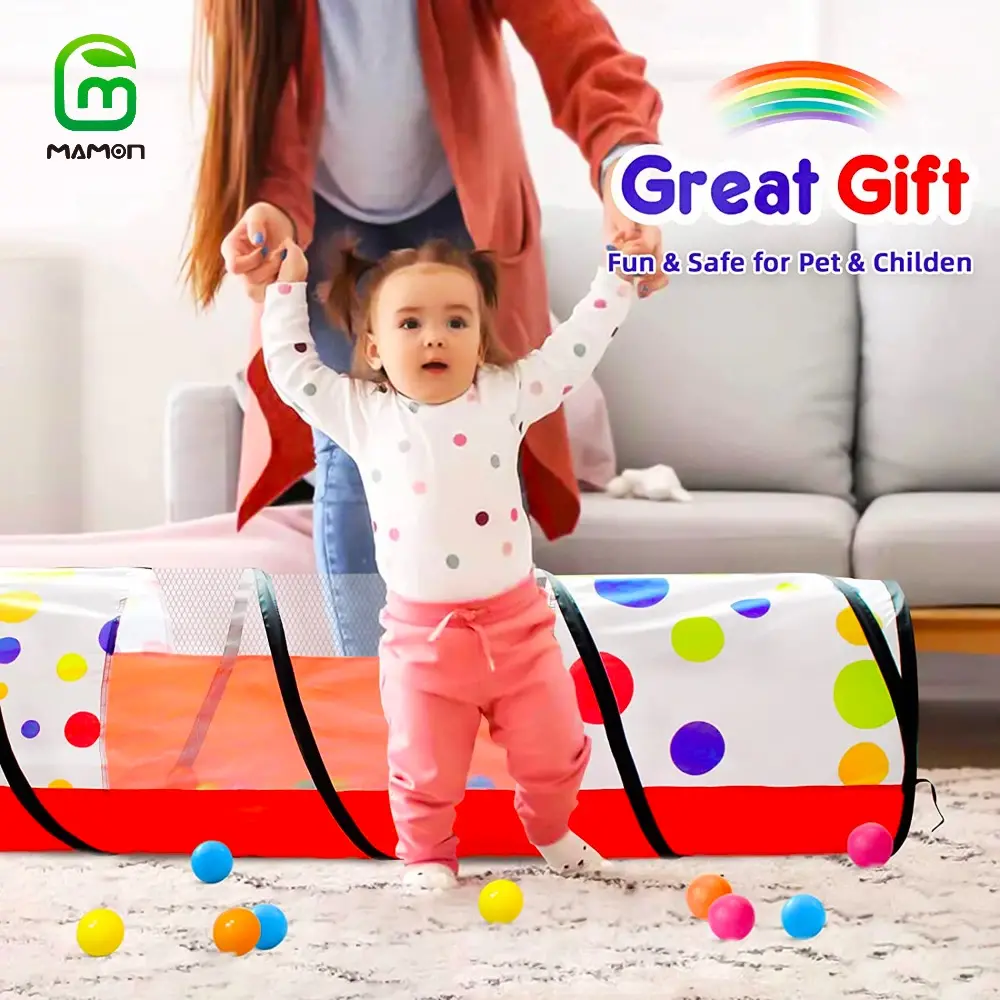 Kids Play Tunnel for Toddlers, Pop Up 6ft Crawl Through Tunnel Toy Play Tent for Baby Infant Children or Dog with 2 Mesh Sides, Kids Tunnel Toys or Gift Indoor & Outdoor