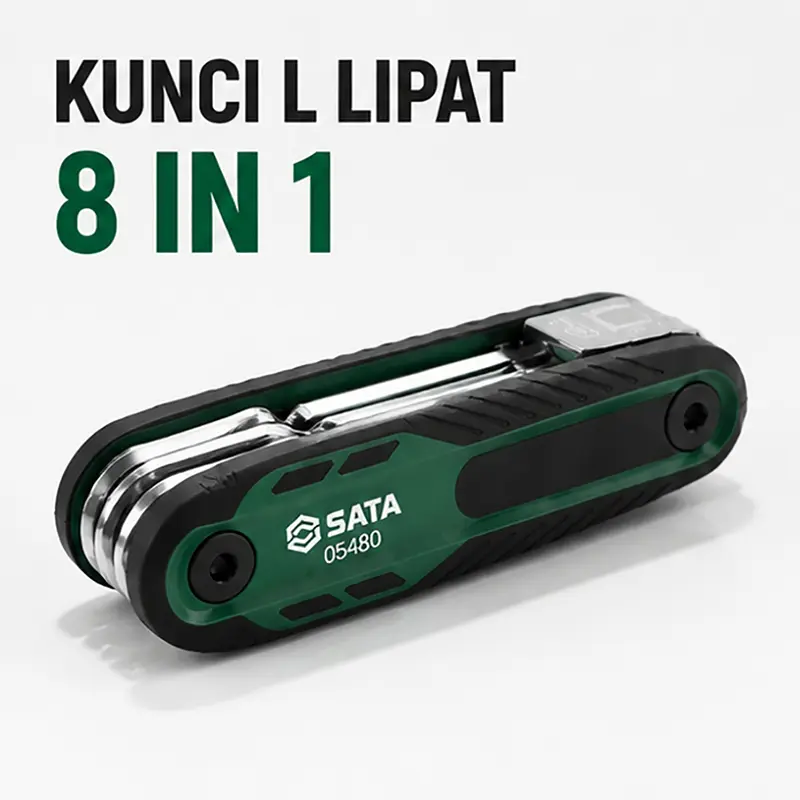 SATA Set Kunci L Lipat 8 P Lo He Allen Wrench Set, Alat DIY ah Portable Hemat R ng, Perbaikan Motor Sepeda Furnitur, Anti Karat Tahan Lama, jib Mekanik & Tukang Servis - Set Kunci L Lipat 8in1