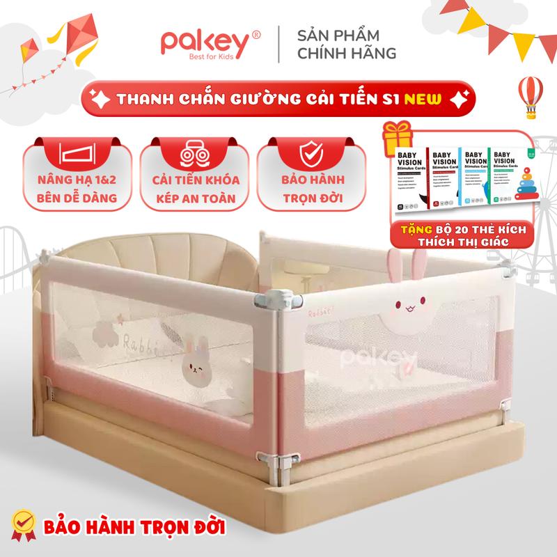   Chính Hãng  Thanh Chắn Giường Pakey Nâng Hạ Tiện Lợi Cả 1 & 2 Bên Thanh Chặn Giường Bảo Vệ Bé An Toàn 