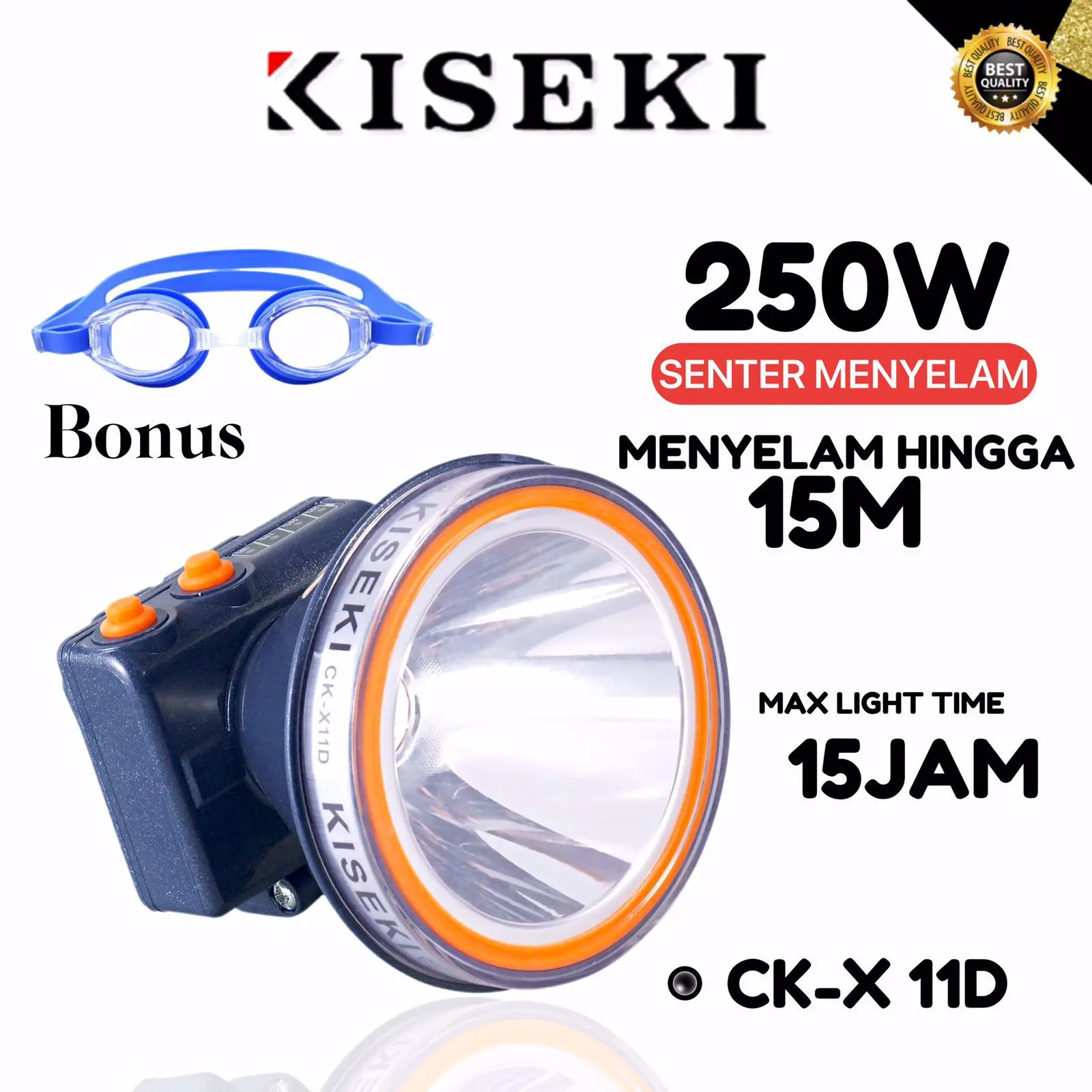 SENTER KEPALA SELAM KISEKI 250 & 220-WATT WATERPROOF SENTER KEPALA SUPER TERANG TAHAN HINGGA 15 JAM
