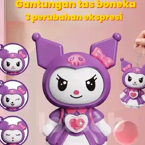 Kuromi Lucu Wajah Berubah Mainan Tas Sekolah Gantungan Kunci Boneka Mainan Dekompresi Figur Boneka Kreatif Hadiah Keychain