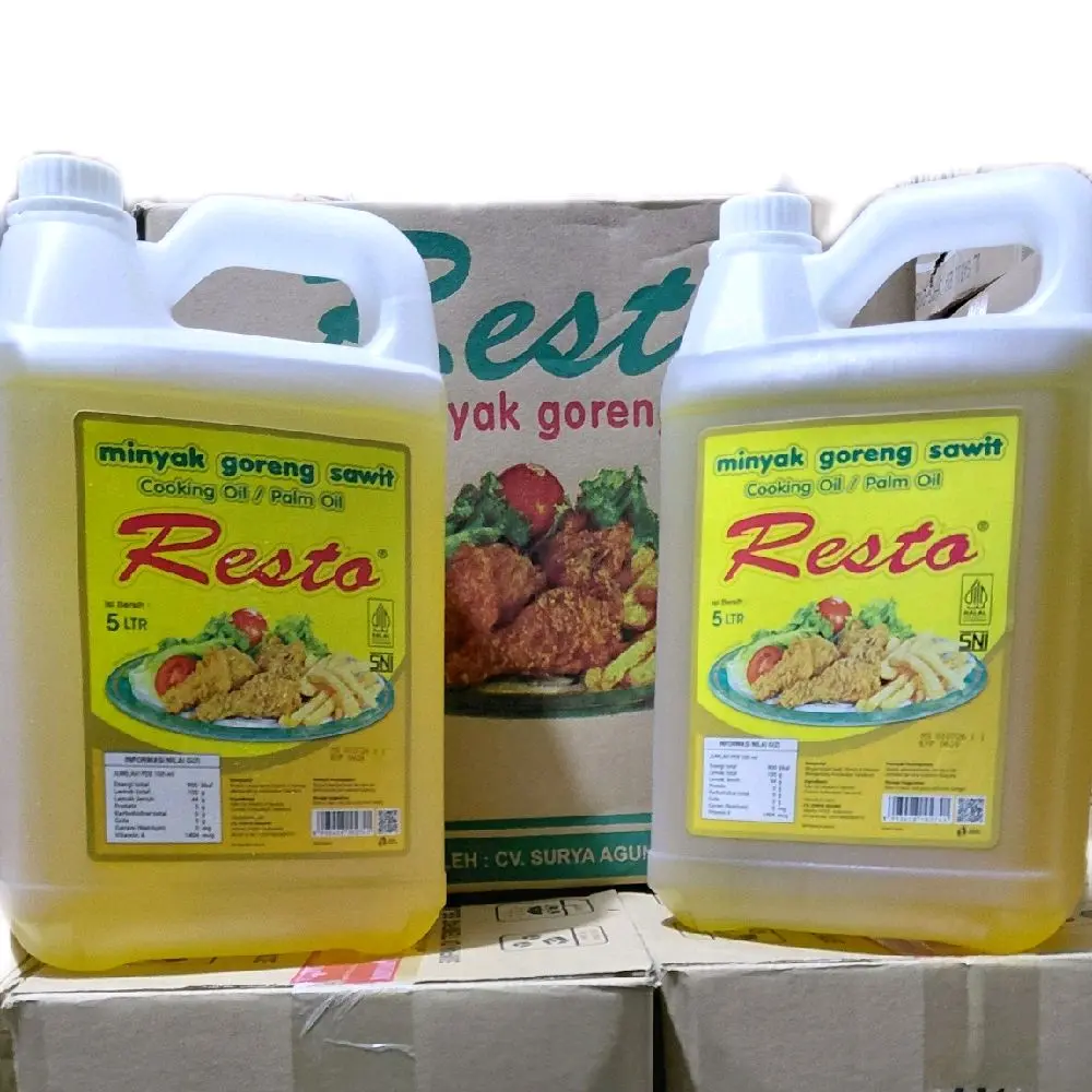 Minyak Goreng Resto 5 Liter, Dengan Pilihan 1 Dus Isi 4 Drigen, Dan Paket 1 Drigen, Minyak 5 Liter.